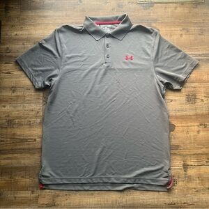 Under Armour Men's Tech Polo Golf Shirt Red/Graphite Activewear Size Large